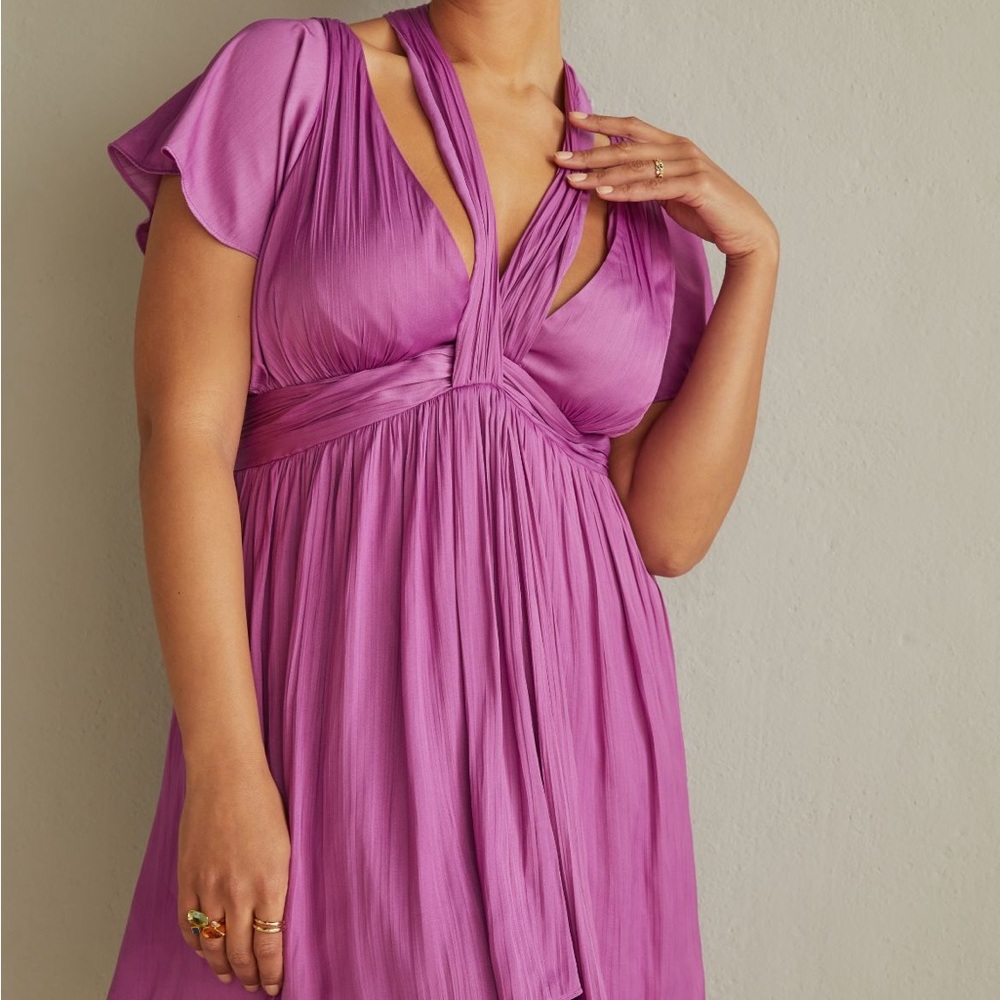 Anthropologie Vibrant Deep-V Mini Dress